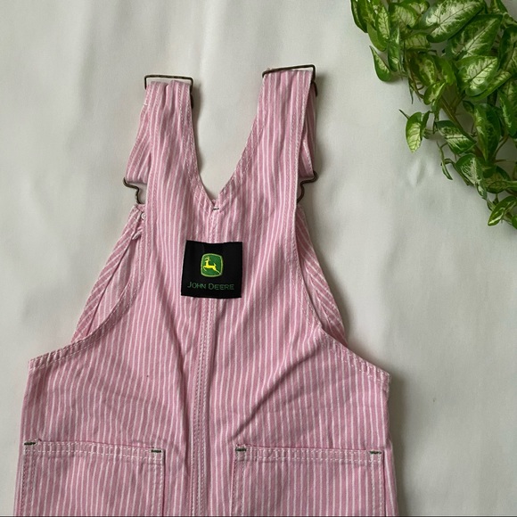 Pink and White Stripe Denim Overalls Size 4 - Picture 3 of 4